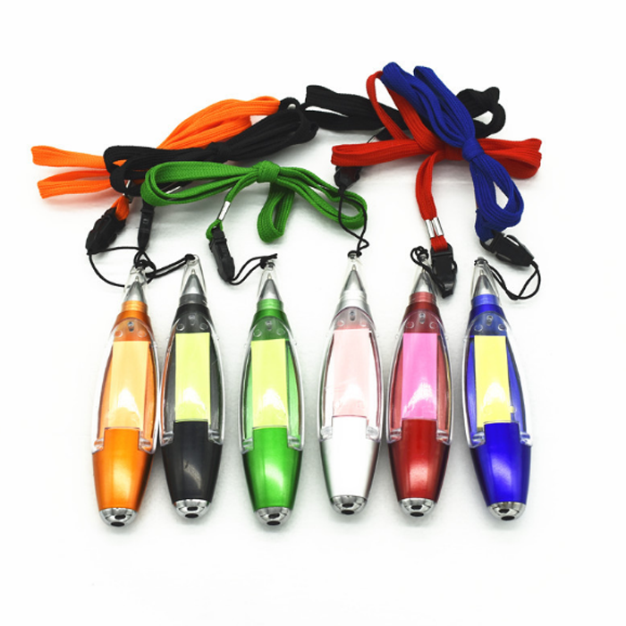 Promotional Multifunction Neck Strap Plastic Short Lanyard Ball Pen with Sticky Notes