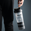 Protein Shaker Bottle Portable Supplement Mixer Cup with Pill Box, Powder Storage for Protein Mixes and Supplement Shakes