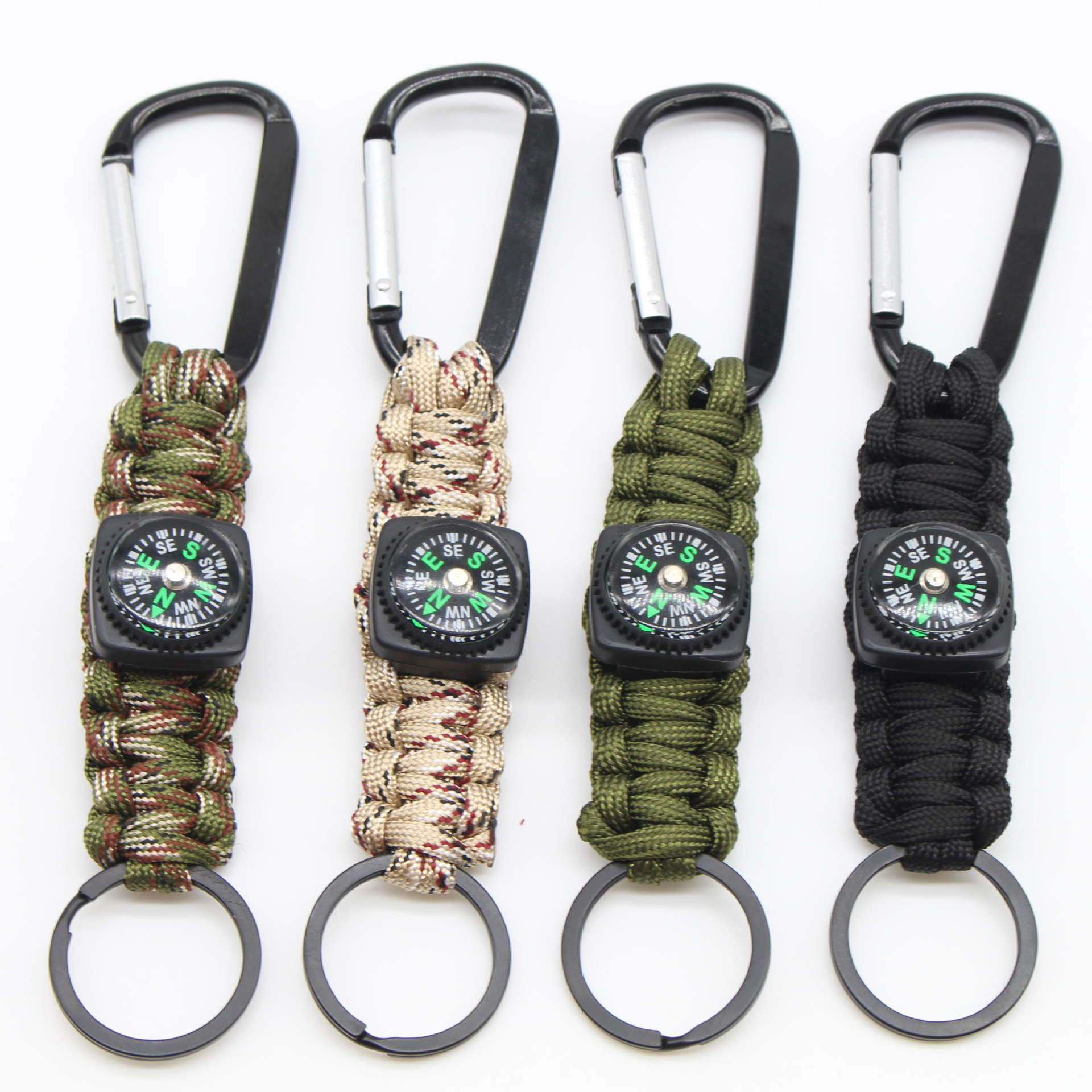 Carabiner Keychain, Paracord Compass Keychain Small Aluminum Clip D Ring for Camping, Hiking, Fishing