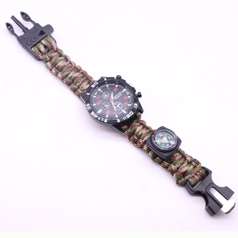 Paracord Bracelets Camo Survival Tactical Watch Braided with Parachute Cord, Camping Gifts Military Gear Army Theme Party Favors