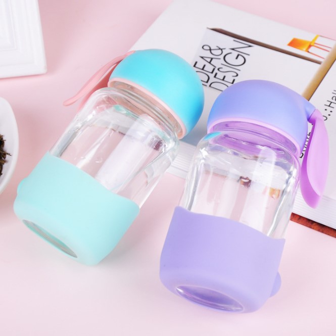Cute Rabbit Bunny Ears Glass Gift Water Bottle Cup