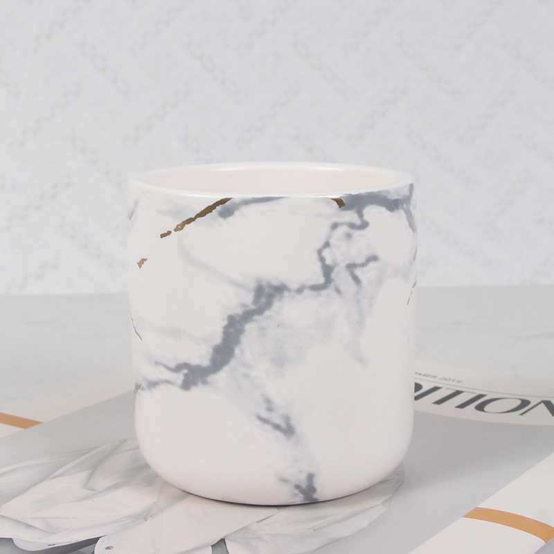 Marble Ceramic Jar for Candle Making Multi-Use Ceramic Container for Arts & Crafts, Storage, Candies