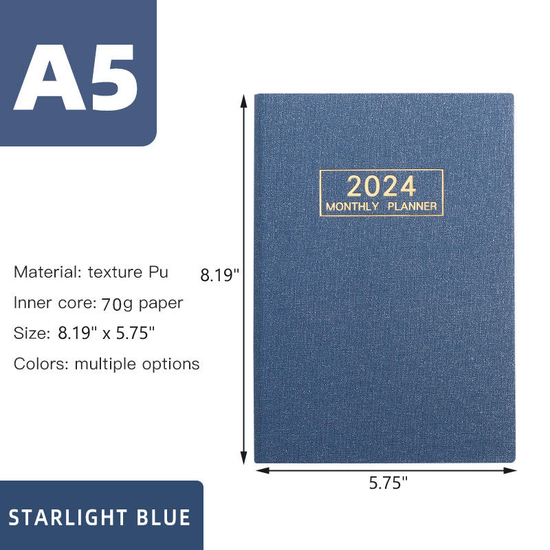 2024 A5 Daily Planner Notebook with Starshine PU Leather Cover