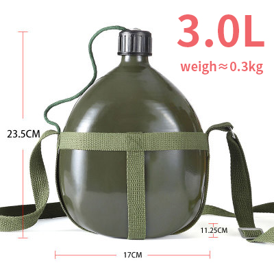 Portable Aluminium Military Army 3L Water Bottle