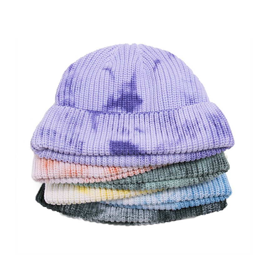 Tie-dye Process Bowler Colorful Warm Winter Knit Skull Hats