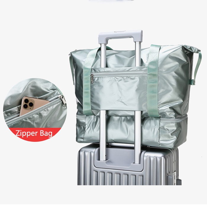 Double Layers Large Travel Tote Bag with Bottom Shoes Compartment Ideal Gym Duffle Bag for Women and Men