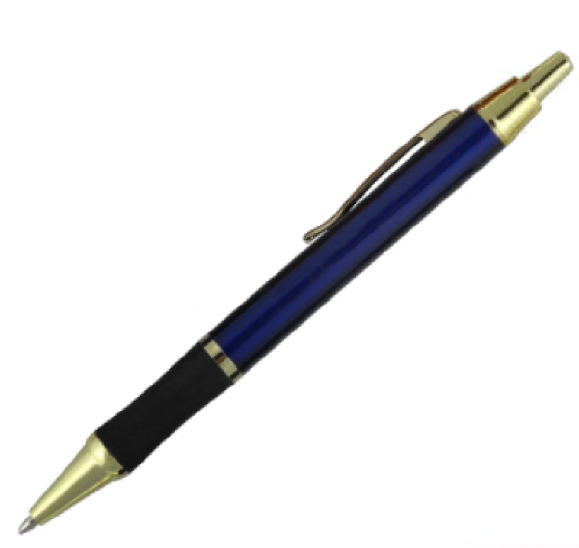 European Style Rubber Grip Metal Pen with Gold Accents