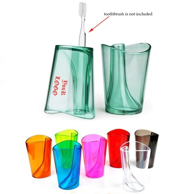 Custom Promotional Transparent Toothbrush Cup with Holder with Logo