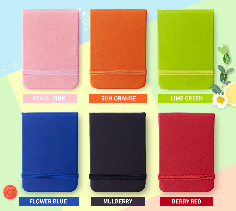 Pocket Notebook Small Softcover Mini Journal Notepad 2.9" x 4.3" Elastic Closure Notebook for Traveler