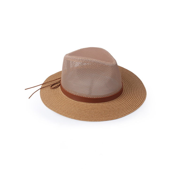 Sun Straw Hats with Lanyard Summer Beach Hat with Chin Strap Portable Fishing Hat