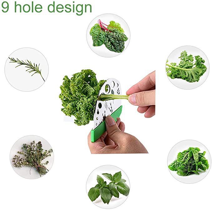 Herb Stripper 9 holes Stainless Steel Kitchen Herb Leaf Stripping Tool Metal Herb Pealer for Kale, Chard, Collard Greens, Thyme, Basil, Rosemary