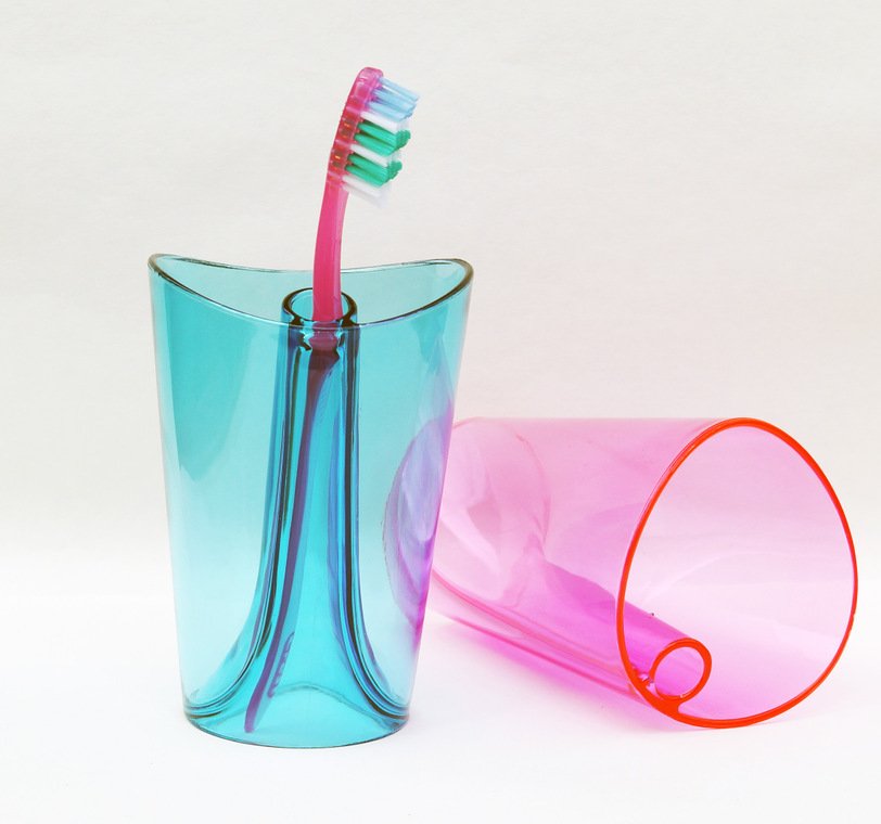 Custom Promotional Transparent Toothbrush Cup with Holder with Logo