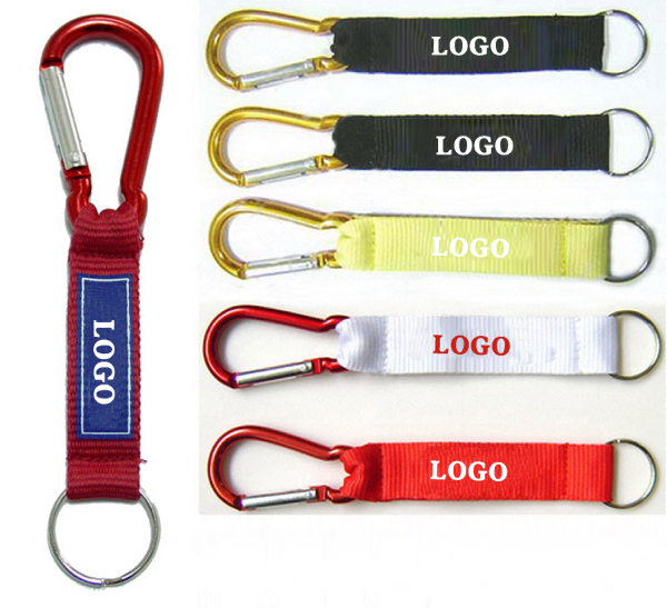 Customized Carabiner With Strap and Split Key Ring