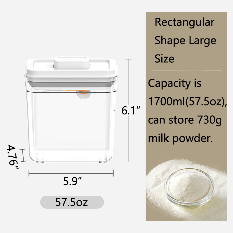 Large Rectangular Cookie Airtight Food Storage Jar Press High Borosilicate Glass Sealed Jar