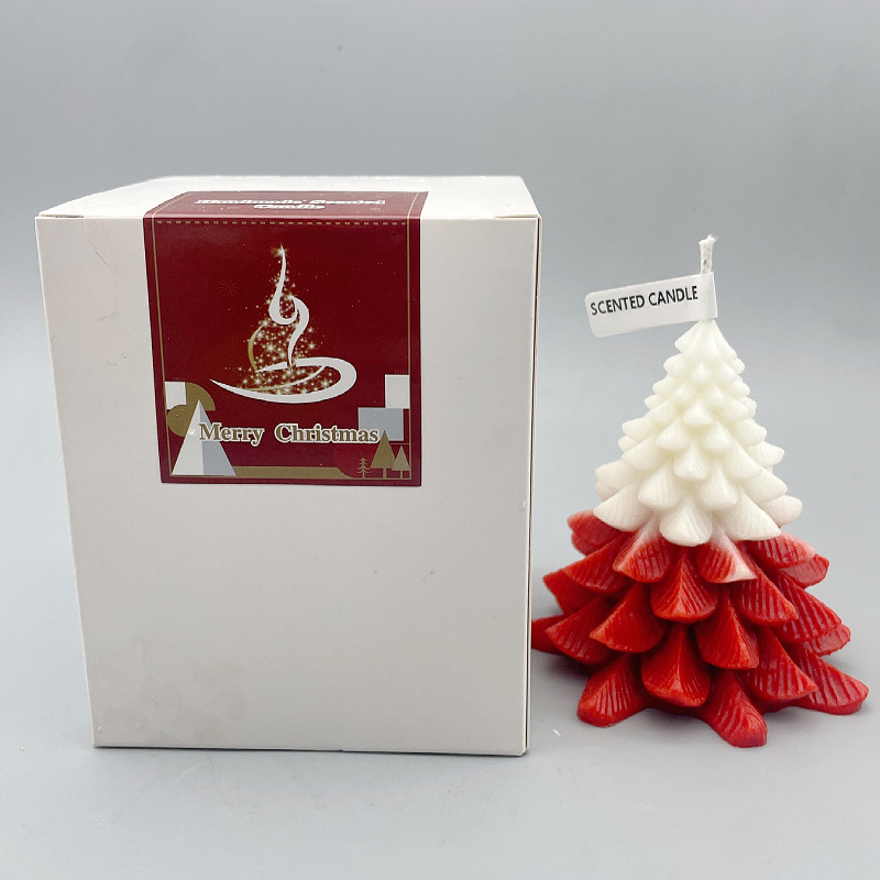 Christmas Tree Shaped Decorative Scented Candle 6h Burning Times Natural Paraffin Wax Candle Holiday Gifts