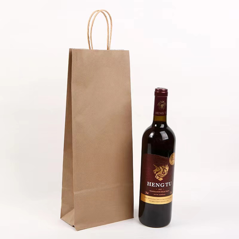 Kraft Paper Wine Tote Gift Bag