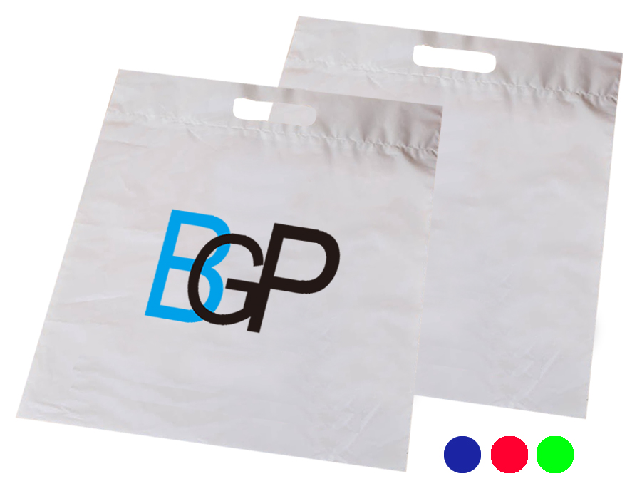 Promotional Custom Logo Recyclable Die Cut Plastic Carrier Grab Tote Bag