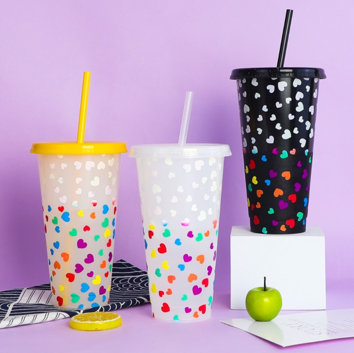 Christmas Cold Color-changing Straw Plastic Tumbler Cups