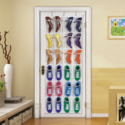 Simple Houseware 24 Pockets Large PVC Clear Pockets Over The Door Hanging Shoe Organizer