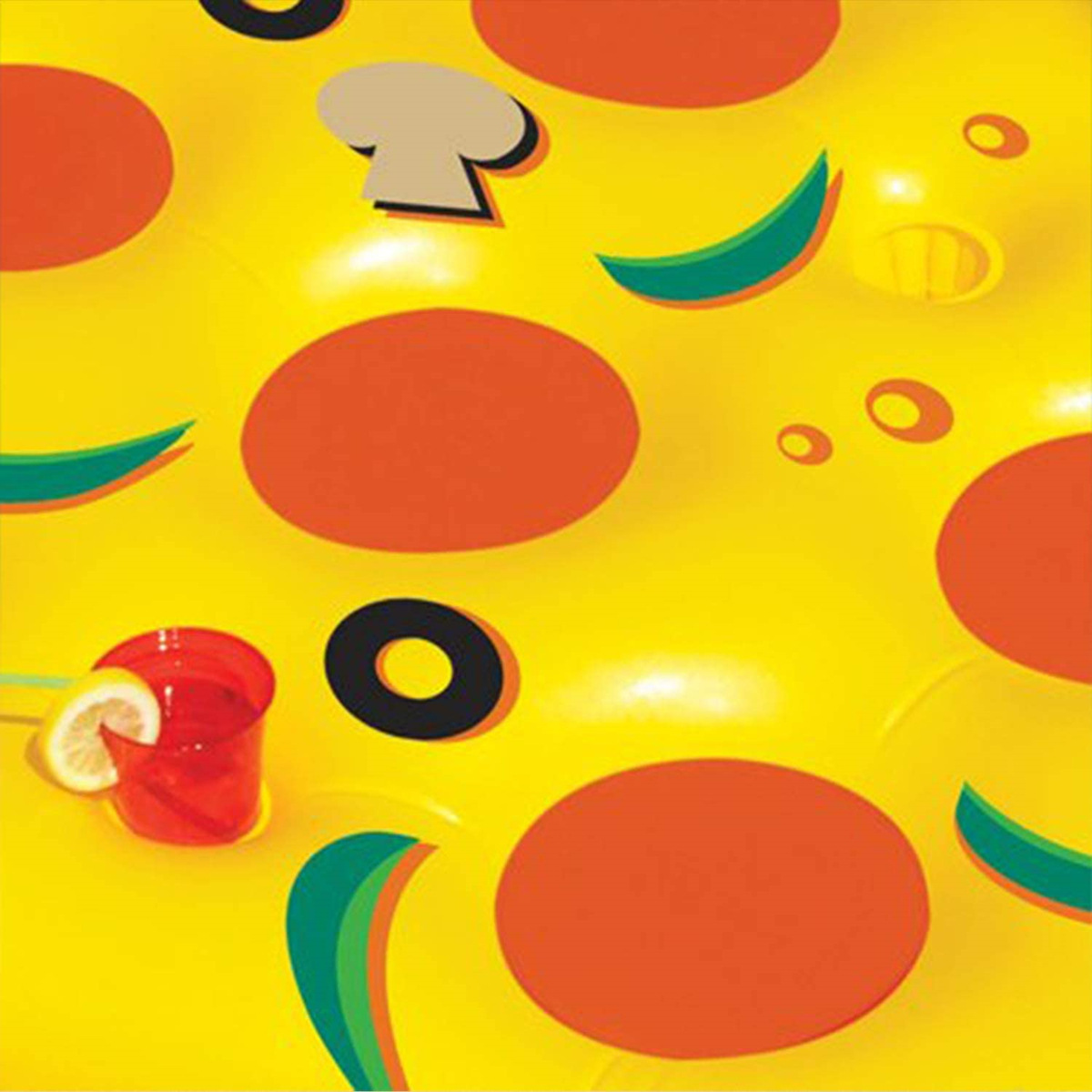 Multicolor Pizza Slice Swimming Pool Float Inflatable Water Raft with Cup Holders