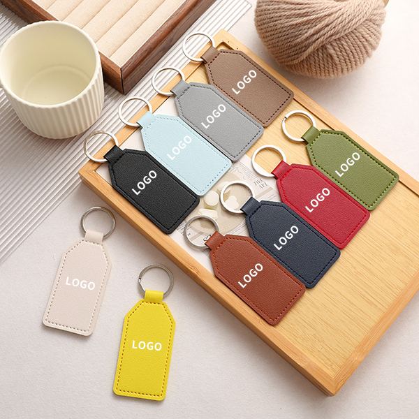 Custom LOGO Blank PU Leather Car Keychain