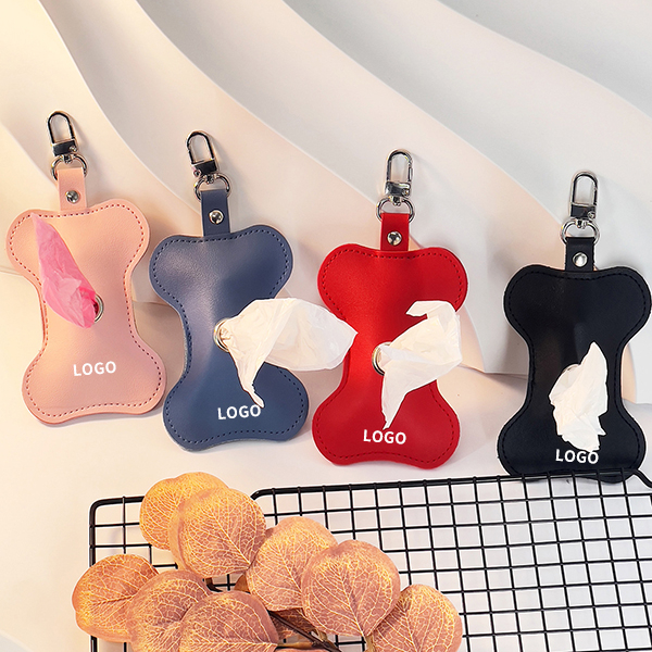 PU Leather Dog Poop Bag Dispenser For Portable Garbage Box