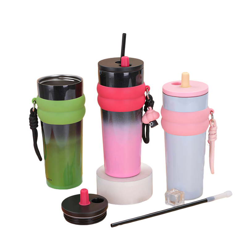 24oz Stainless Steel Straw Tumbler With Lifting Rope