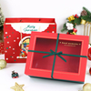 Custom Paper Cardboard Rigiding Partition Ribbon Christmas Boxes Packaging For Gift With Clear Window