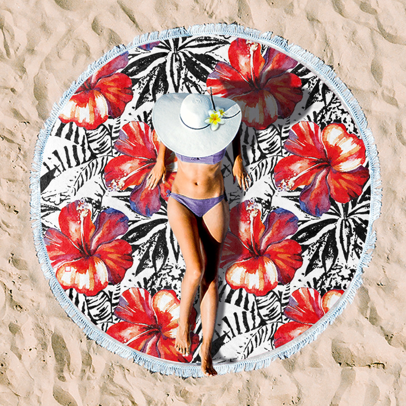 Custom Full Color Imprint Large Round Microfiber Beach Towel