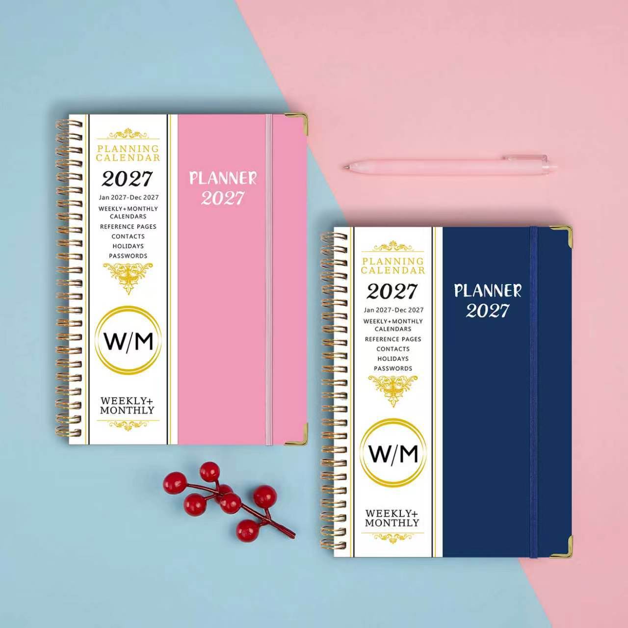 2027 Jan - Dec A5 Spiral Planner Notebooks 12 Months Full Year