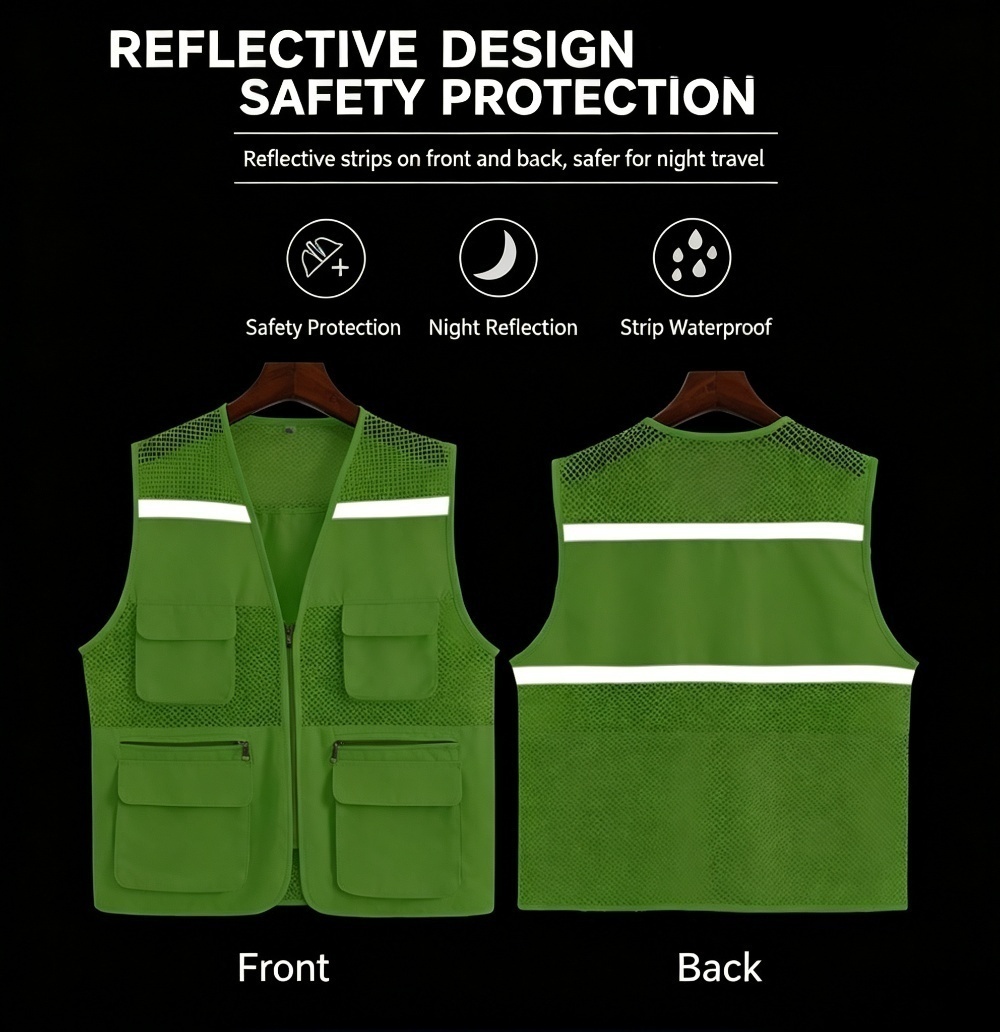Reflective Pocket Safety Vest High Visibility Work Shirt