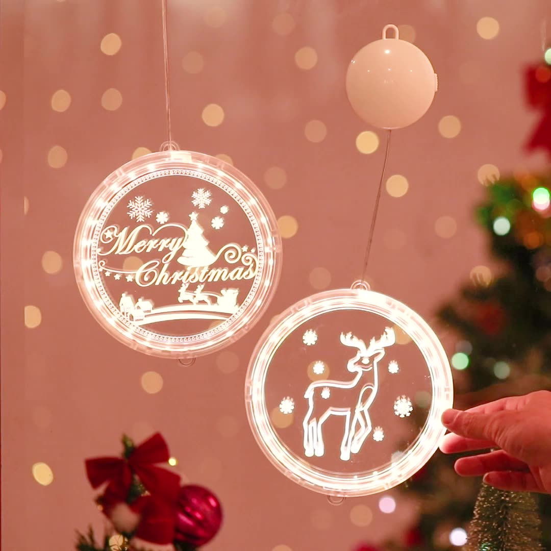 Christmas Window Light Decorative Snowflake Bell Hanging Decorations 3D Warm LED Sucker Lamp for Indoor Window Wall Patio