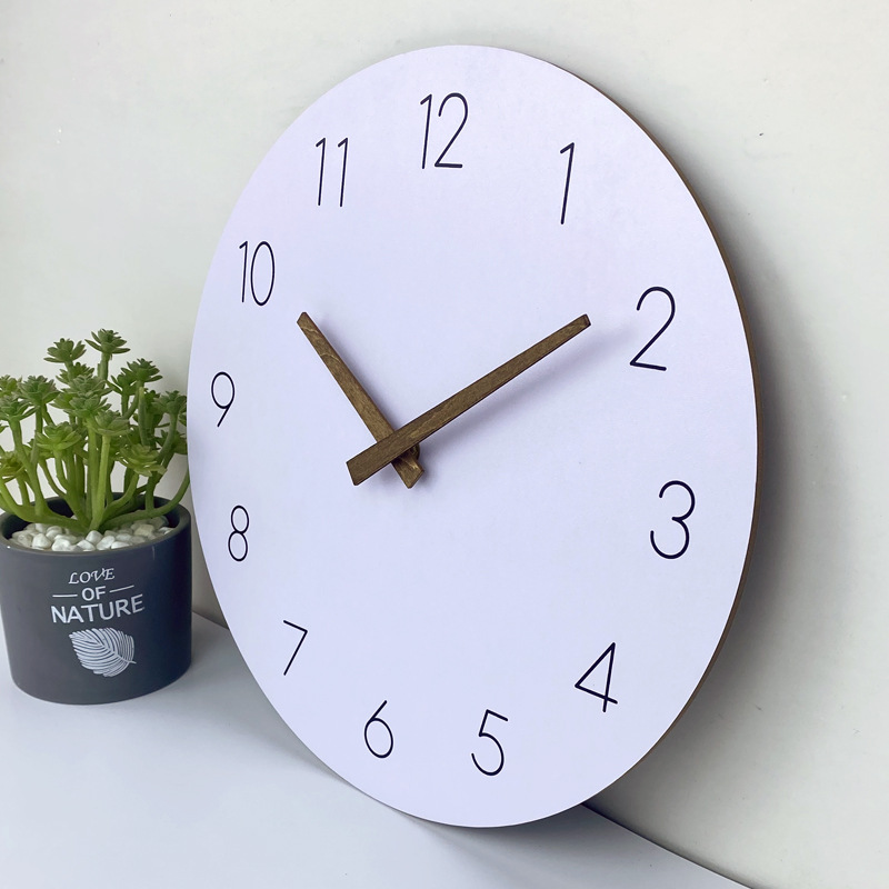 12'' Wooden Wall Clock Plumeet Frameless Clocks with Silent Quartz Movement Modern Style Wall Clocks