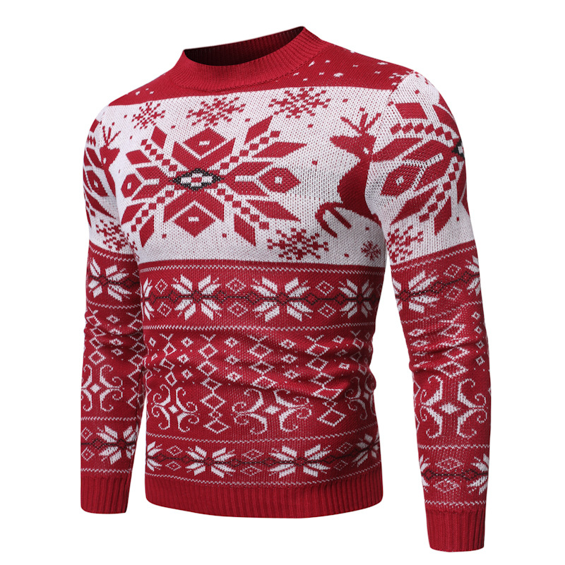 Mens Casual Slim Fit Knitted Yarn Christmas Holiday Party Pullover Sweaters