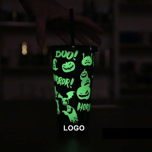 Single-Layer Plastic Straw Color-Changing Night Fluorescent Cup