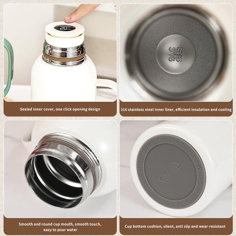 Stainless Steel Temperature Measuring Digital Display Smart Thermos Cup