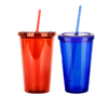 15oz Plastic Transparent Straw Water Cup