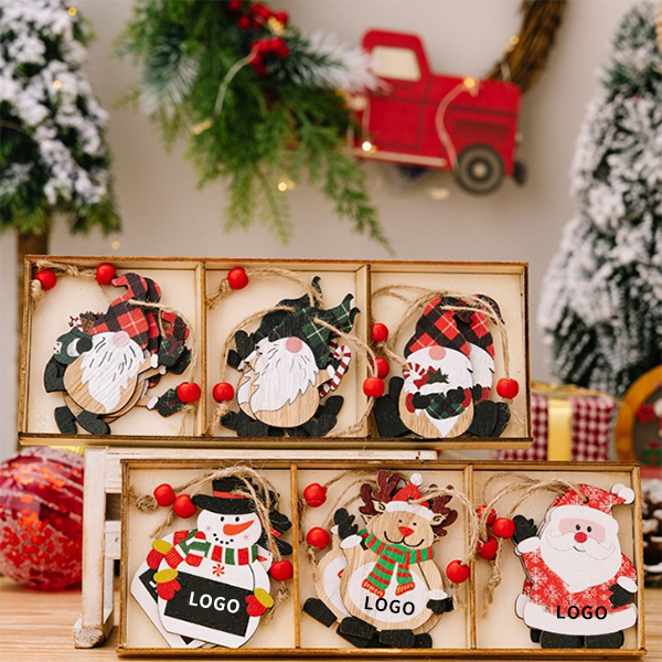New Christmas Decorations Wooden Pendant Santa Claus