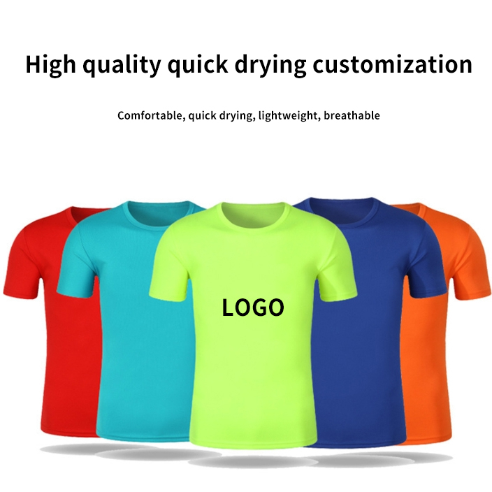 Quick Drying T-shirt Custom Printed Logo Marathon Running Reunion Collar Short Sleeve