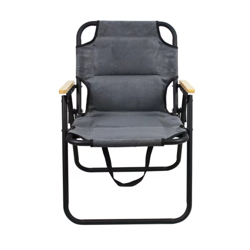 Folding Outdoor Chair With Wooden Armrest In A Bag