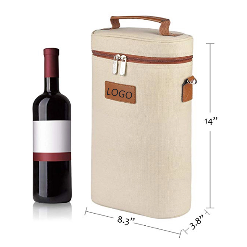 Leather Tote Canvas Portable Reusable Ice Wine Cooler Bag