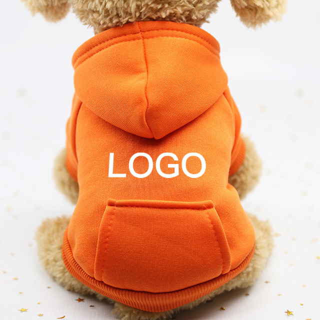 Autumn Winter Solid Color Cotton Warm Outdoor Pet Hoodie With Pocket
