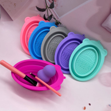 Foldable Silicone Makeup Brush Cleaning Mat/Pad Cosmetic Brush Cleaner Bowl for Makeup Brush, Makeup Sponge, Powder Puff