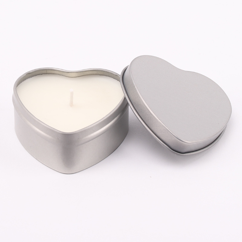 Metal Tin Cans Heart Shaped Tins Containers Small Candle Tins Tinplate Travel Storage Jars with Lid for Candle Making, Candies
