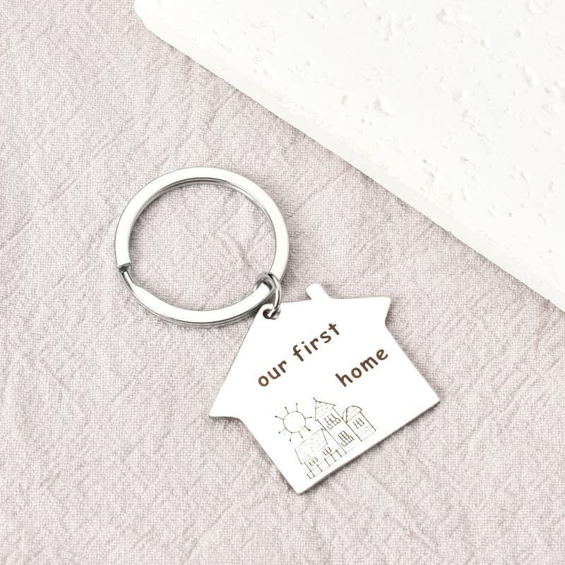 Stainless Steel House-Shaped Keychain