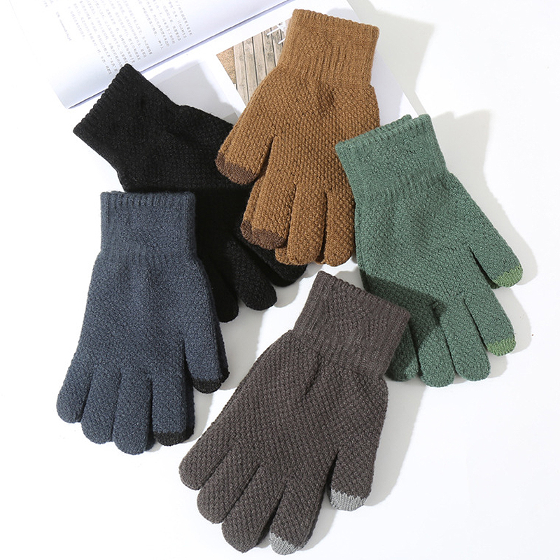 Wool Gloves Cycling For Men Plus Fleece Thickening