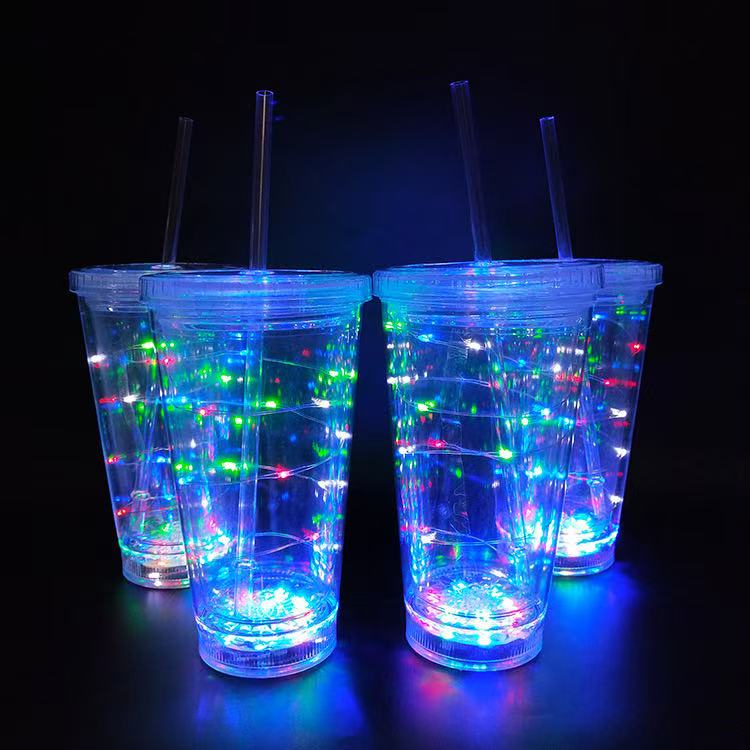16oz Mulitcolor LED Straw Cups