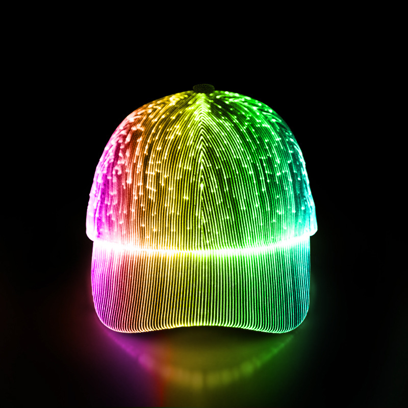 Colorful LED Fiber Optic Rechargeable Baseball Caps Hats