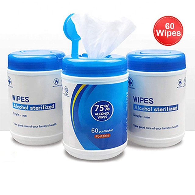 60 Pieces Barrel Alcohol Wipes