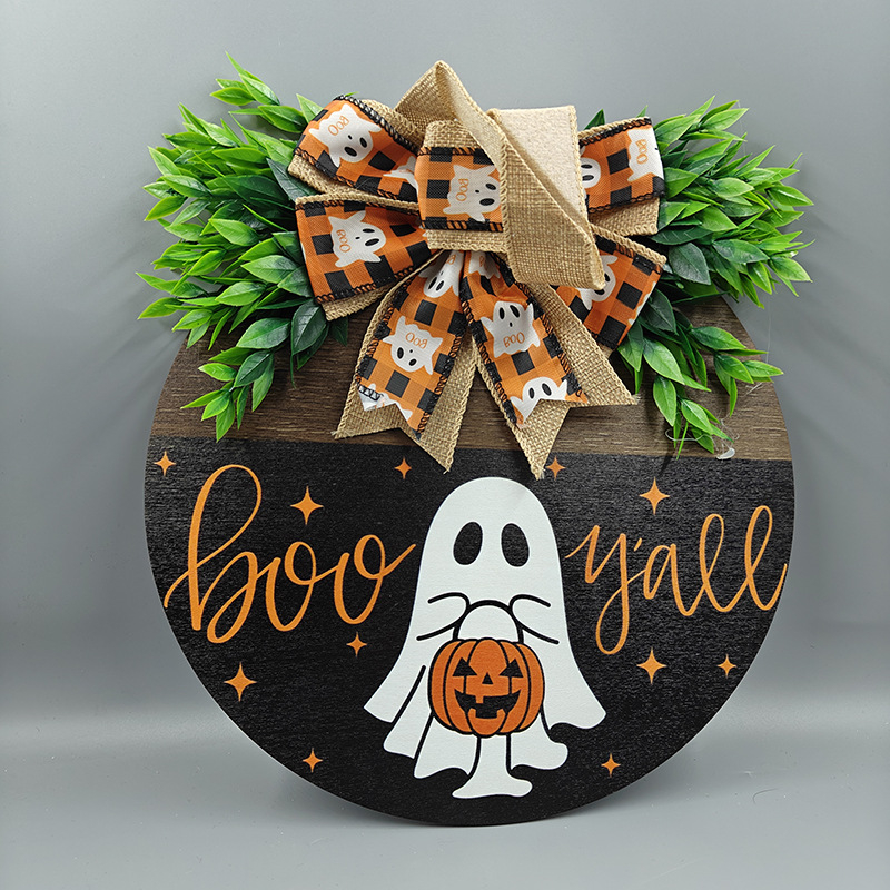 Halloween Doorplate Wood Ornament Festive Decoration